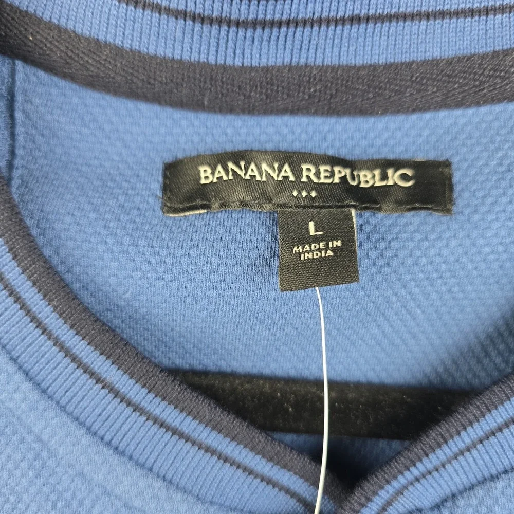 Banana Republic Henley T-Shirt Mens Large Blue Short Sleeve Cotton NWT